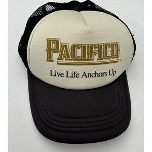 Cerveza Pacifico Beer Trucker Hat Cap Live Life Anchors Up Snap Back Adjustable